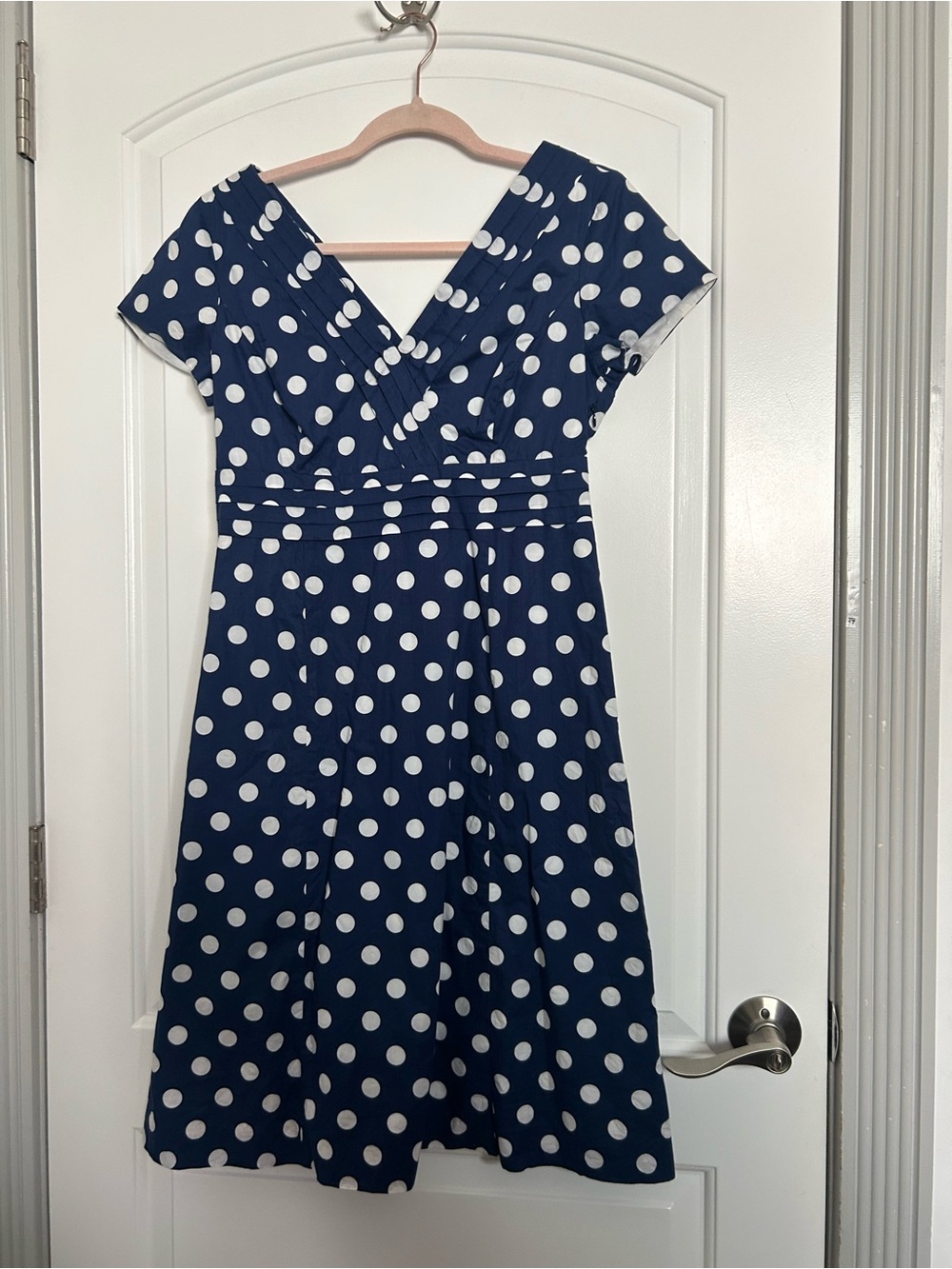 Boden A Line Polka Dot Mini Dress Size 6 100% Cotton preppy nautical chic boho